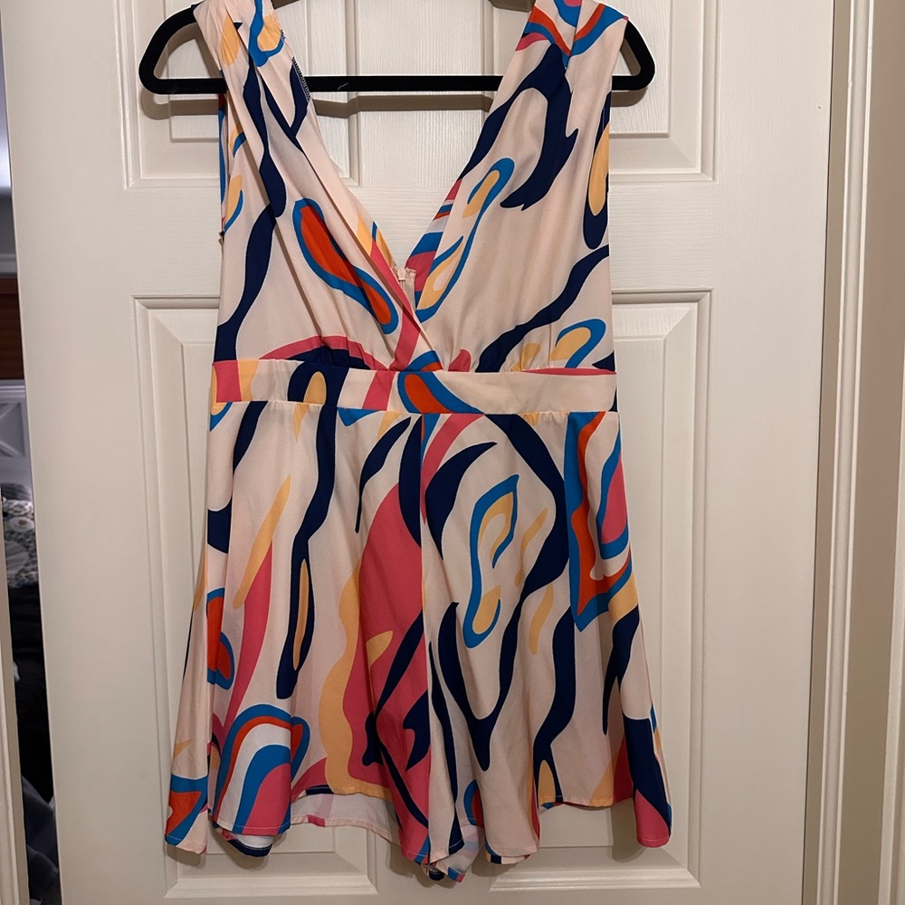 SHEIN Multicolor Geometric Romper